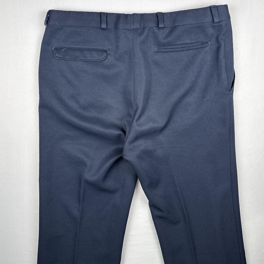 Vintage 70s Broomsticks Glen Oaks Navy Blue Pants Talon Zip Straight Leg - Picture 8 of 10